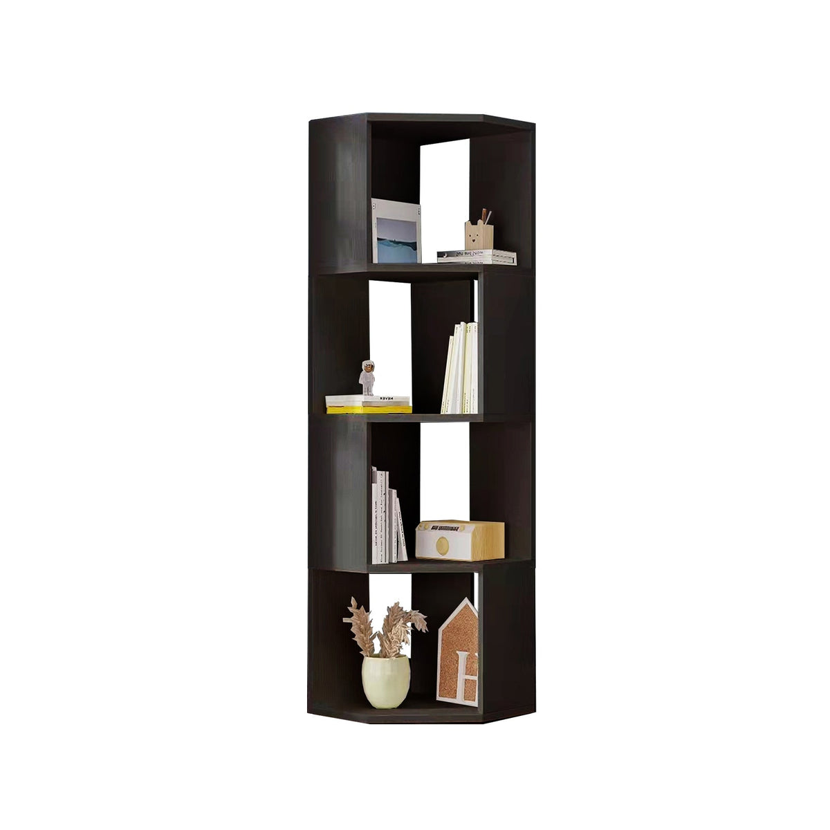 YQ JENMW Antique Wood Color High Grade Small Bookcase, Simple Living Room Storage Cabinet, Rental House Storage Rack