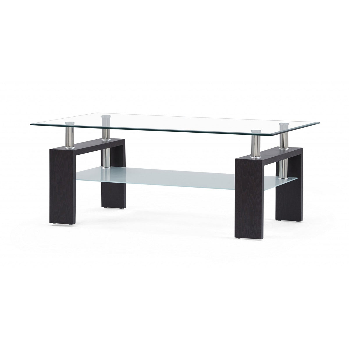 HMS 43\" Elegant and Modern Square Glass Coffee Table with Shelf for Home Office Dining School Hospital Villa