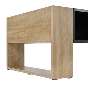 High Glossy Coffee Table with 2 Drawers, Practical Two Tone Center Table with Hidden Compartments, Rectangle Cocktail Table
