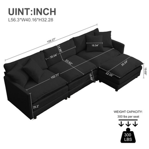 L-Shaped Sectional Sofa with Ottoman
