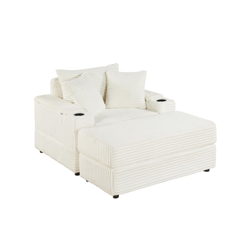 Sofa With 2 Toss Pillows and a Ottoman ,Comfy Sofa- Deep Seat Couch for Living Room
