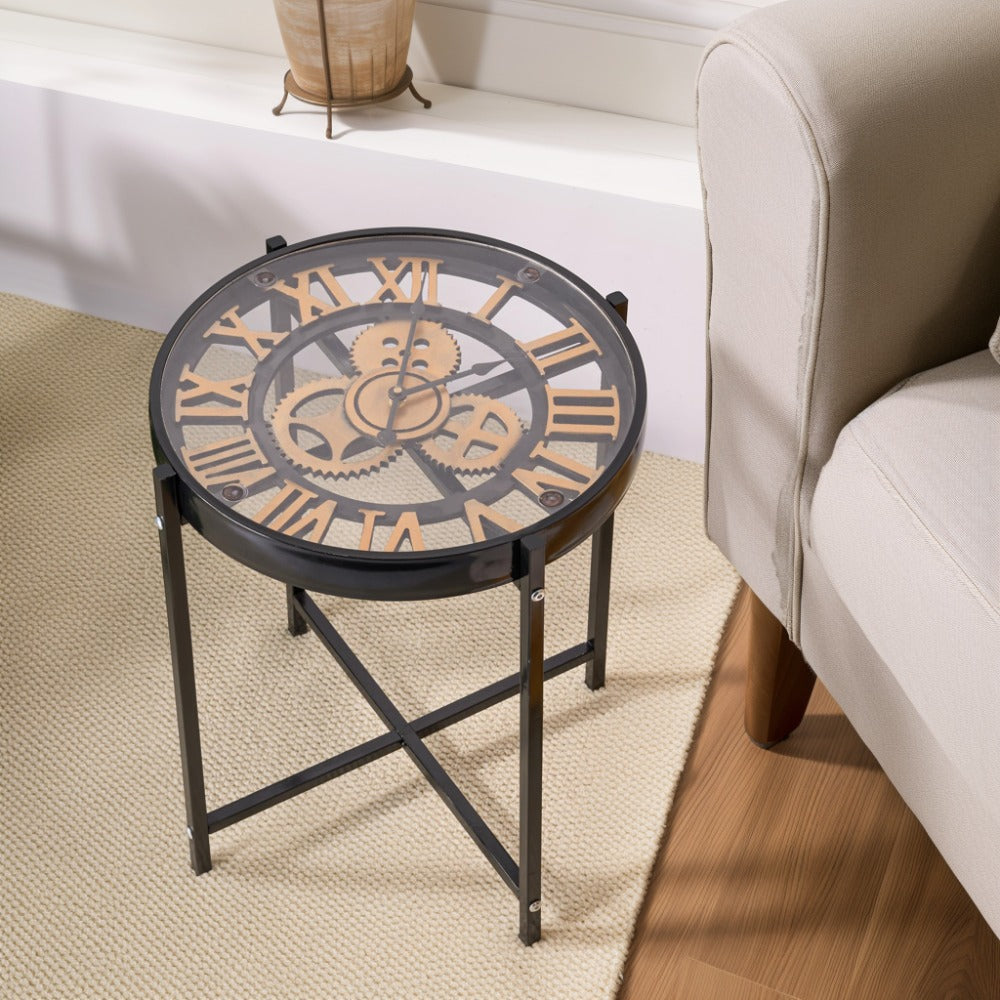 Industrial Style Mechanical Clock Coffee Table