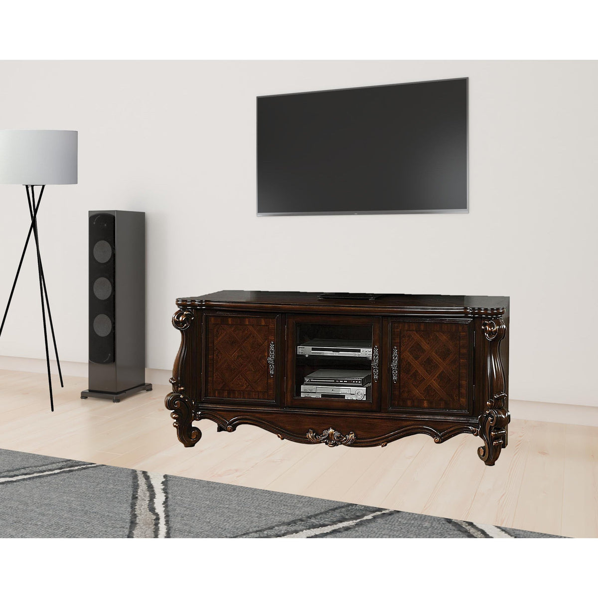 HMS 74 Dark Brown Solid Wood TV Stand Elegant and Durable Furniture