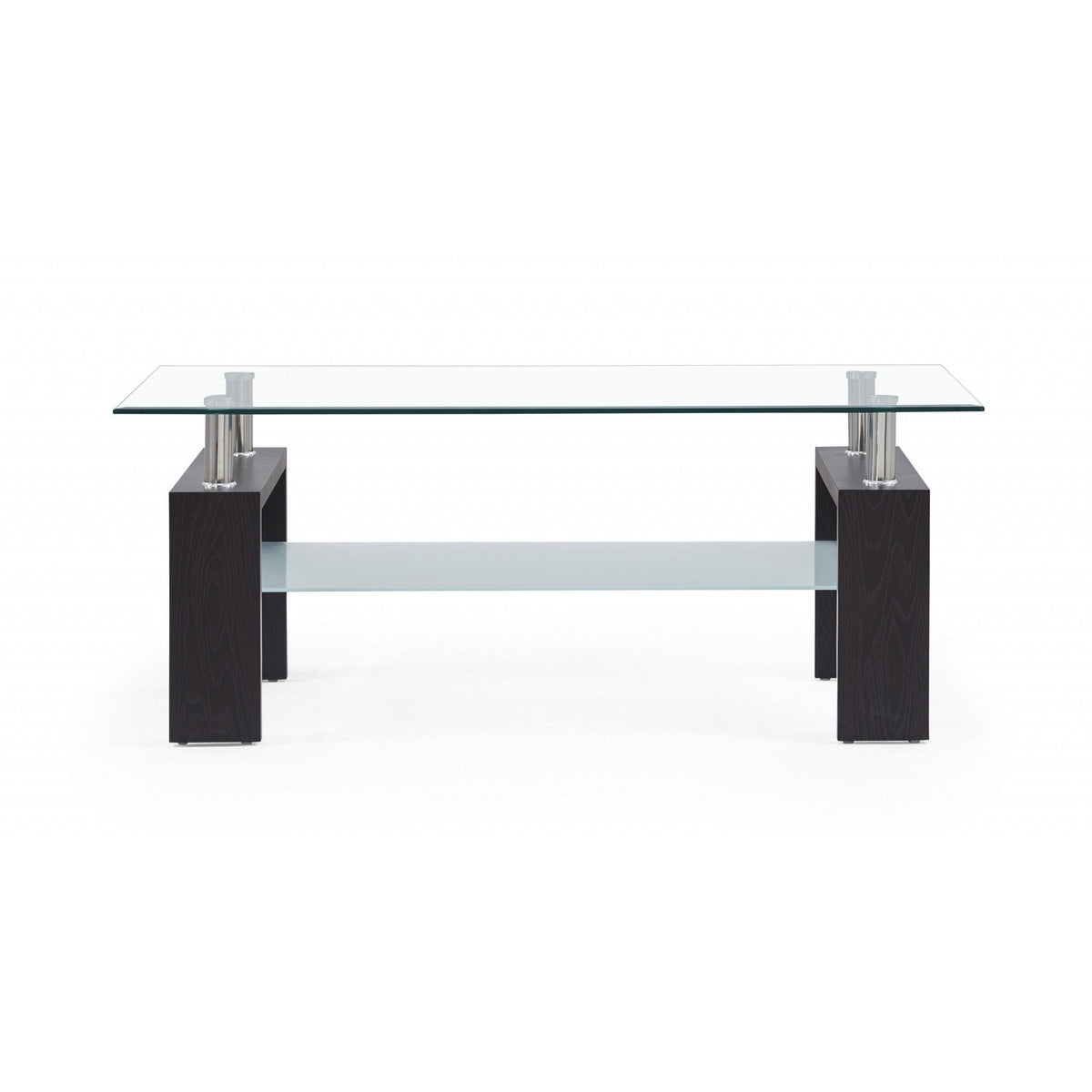 HMS 43\" Elegant and Modern Square Glass Coffee Table with Shelf for Home Office Dining School Hospital Villa