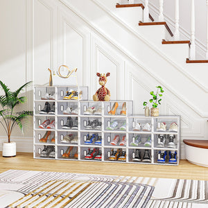 Black, Big Size Shoe Rack, 12PCS, 36*28*21cm, Shoe Box, Plastic Mesh, Freely Combinable