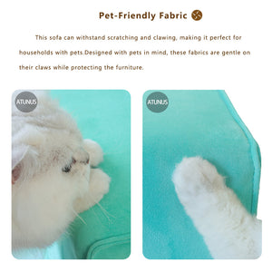 ATUNUS USA in Stock Drop Shipping Tiffany Blue Pet-Friendly Velvet Modular 7 Seater Sectional Sofa Set Scratch Proof Miami Couch
