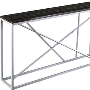 hms 52" Black and Silver Faux Stone Frame Console Table