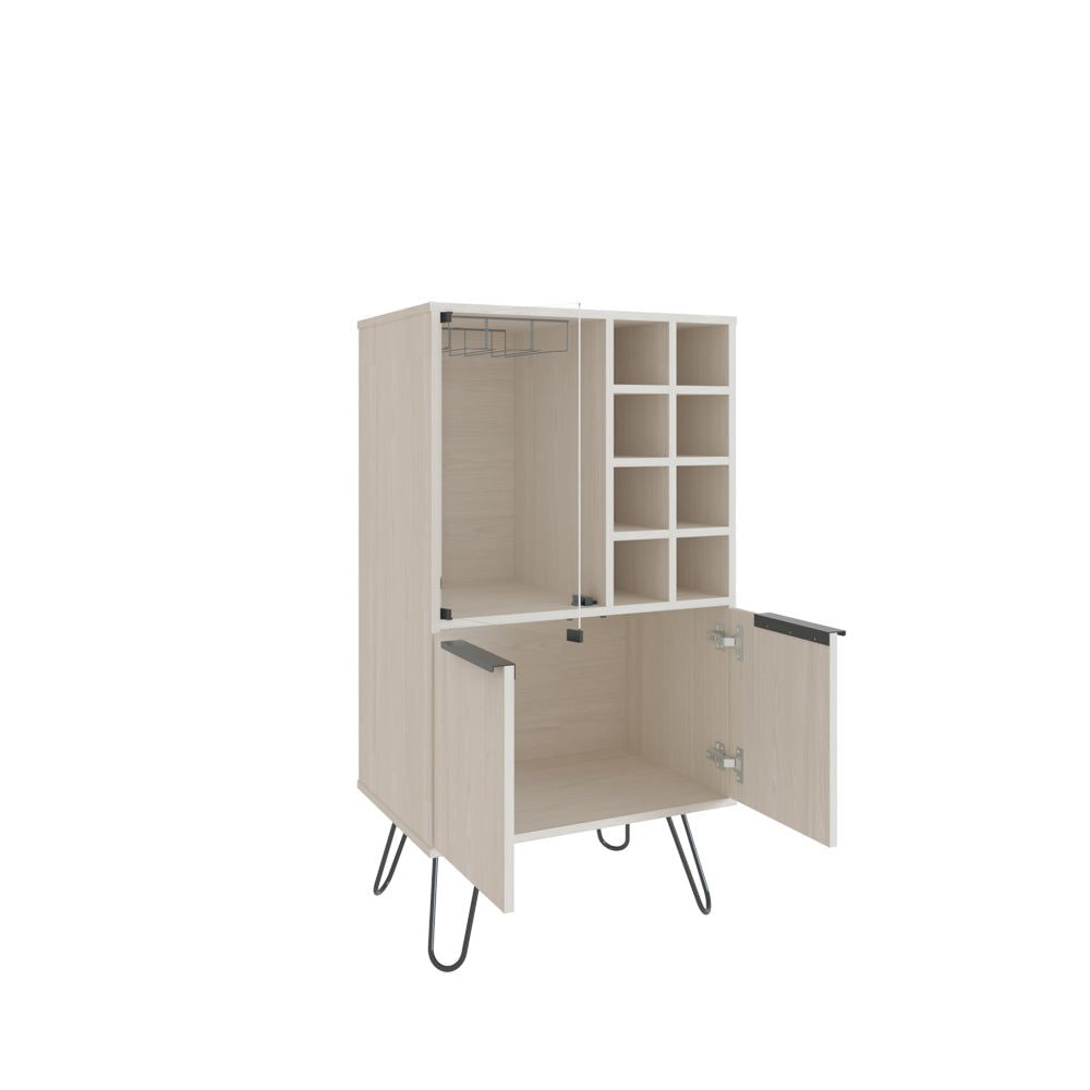 Sleek Gassville Bar Cabinet for Living Room with Wine Glass Rack Bottle Storage Glass Door