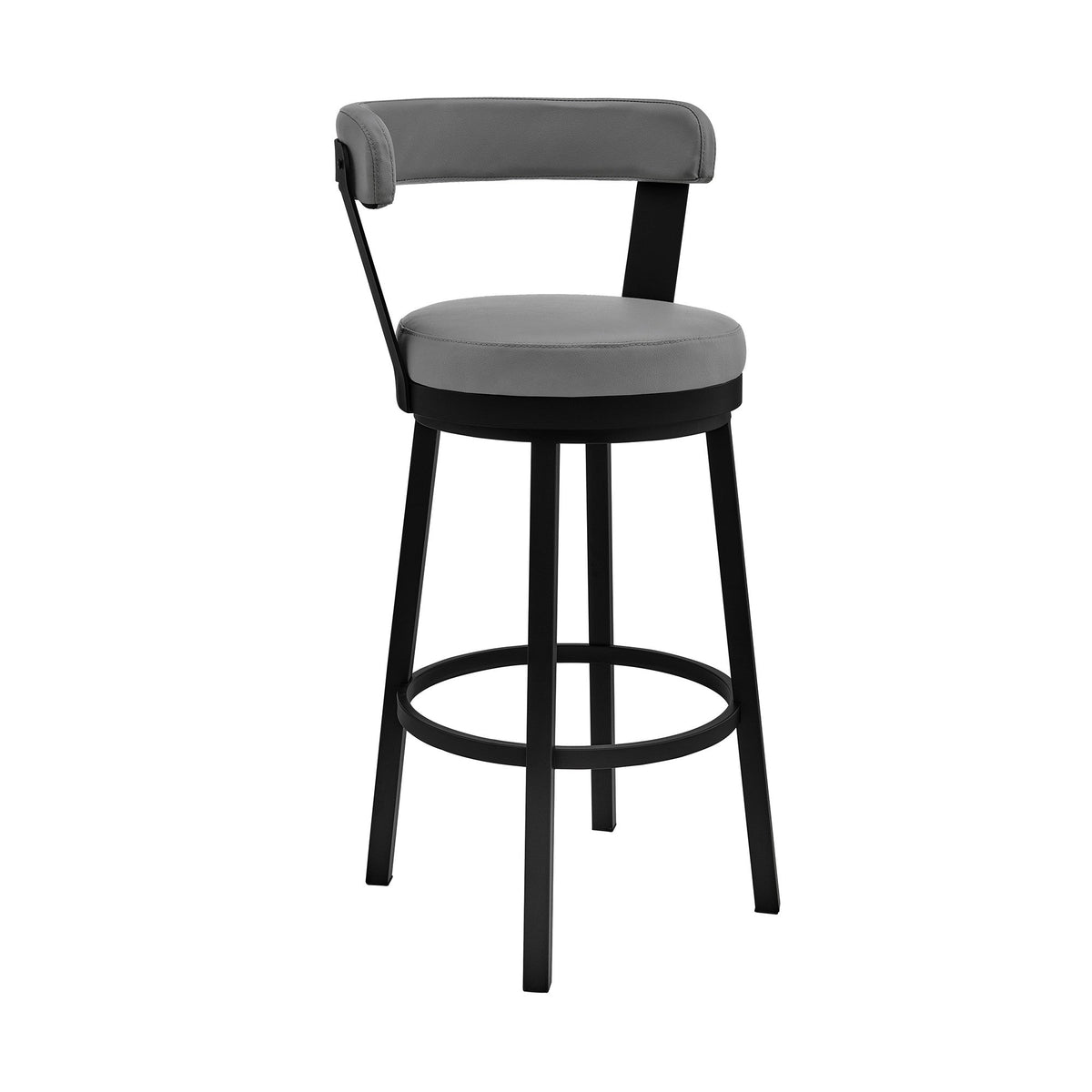 HMS 26\" Gray and Black Fabric Counter Height Swivel Bar Chair Living Room Iron Chair with Stylish Design