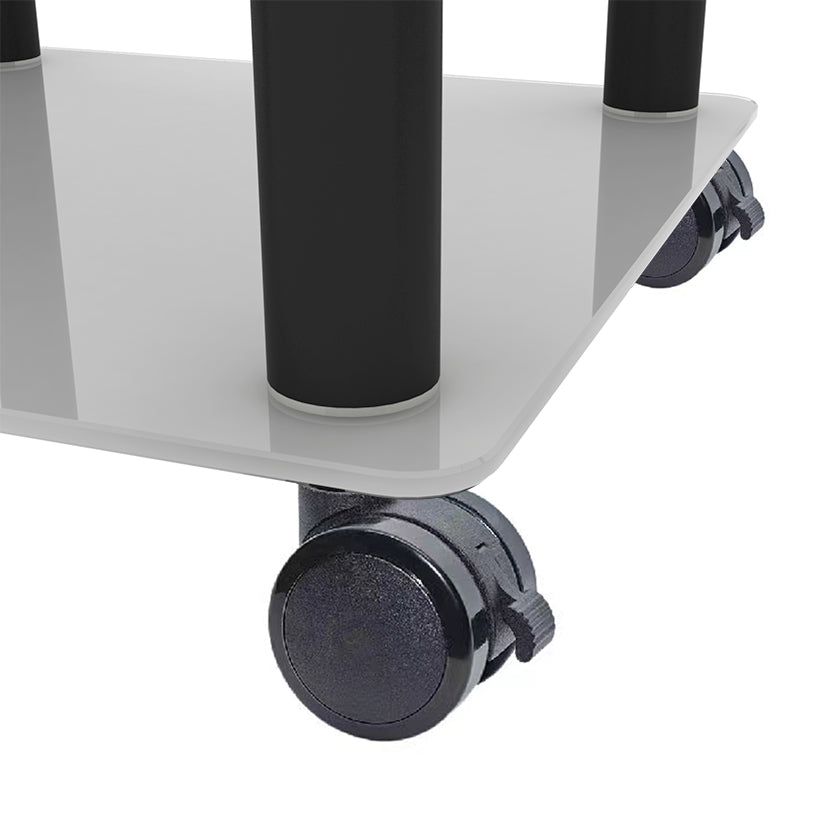 Movable Living Room Tables , Glass Sofa Table with Wheels , Easy to Move 3 Options Setting