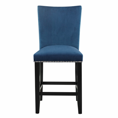 FCJ Camila Blue Velvet Counter Chair for Living Room