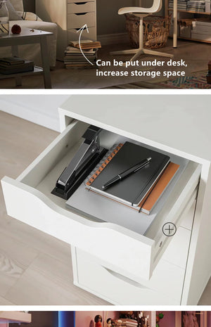 Modern Wooden 5 Drawers Cabinet Nightstand , Mobile Drawer Chest Cabinets with Wheels