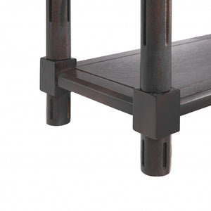 HMS 24\" Espresso Solid Wood End Tables with Shelf Set of Two Farmhouse Style Living Room and Entry Furniture