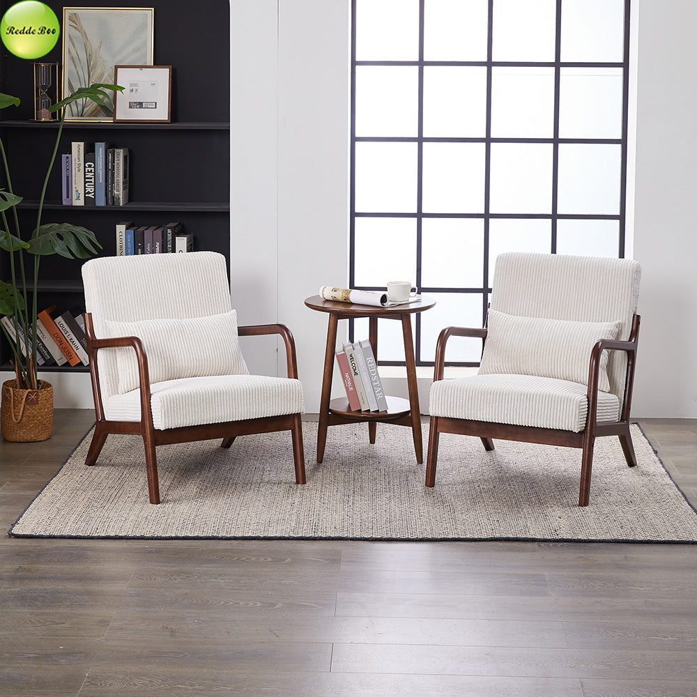 In Stock Modern Nordic Upholstered Accent Living Room Chair Solid Wood Lounge Chair For Coffee House Reading Room Armchair 5373
