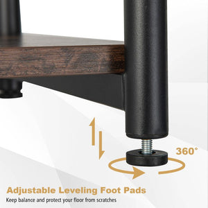 Adjustable 3-Tier Industrial Side Table with Mesh Shelf for Coffee Tables