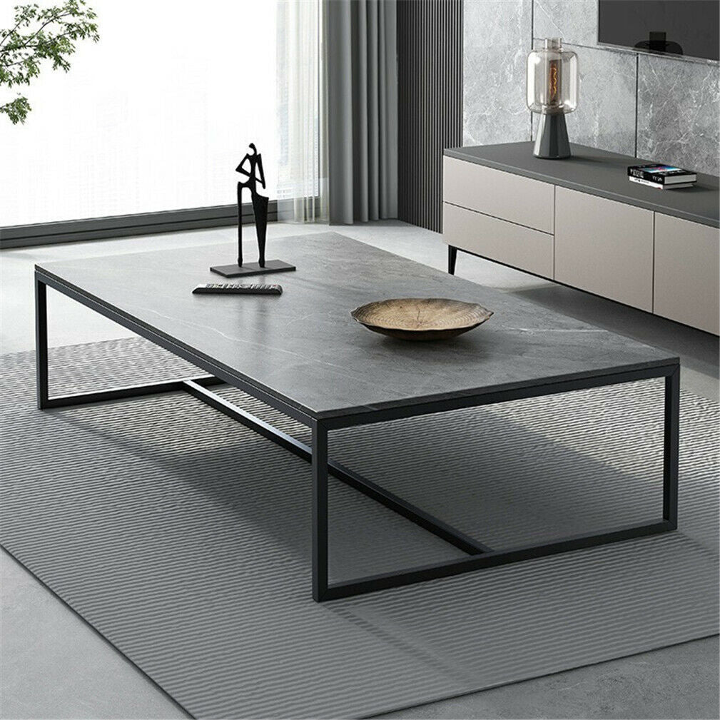 US Free Shipping Modern Living Room Center Furniture Coffee Table Marble Pattern Tea Table with Open Storage