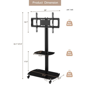 Wall-Mounted Floating TV Stand Modern Media Console with Hidden Storage Height Adjustable Rolling TV Stand with Locking Wheels