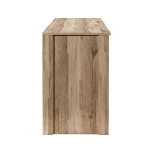 65-Inch Black Oak Wood TV Stand with 6 Storage Shelves