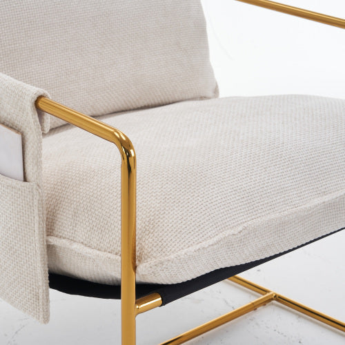 Modern Furniture Two-piece Living Room Chair, Cushioned Hanging Armchair, Metal Frame with Armrest Pocket