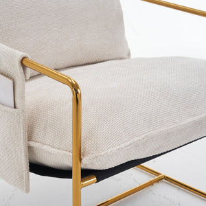 Modern Furniture Two-piece Living Room Chair, Cushioned Hanging Armchair, Metal Frame with Armrest Pocket