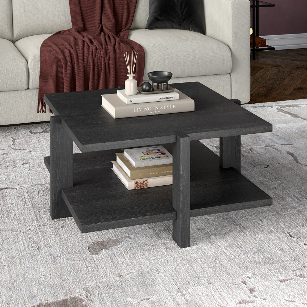 HMS 35 Convertible Gray Square Coffee Table with Shelf for Tea Living Room Furniture with Storage Home Furniture