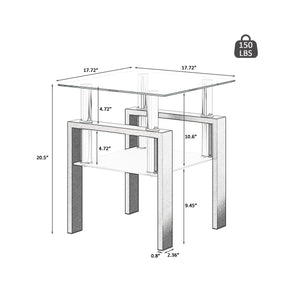 New Modern Small Side Table Tempered Glass Table Two Layer Square Table for Living Room Furniture