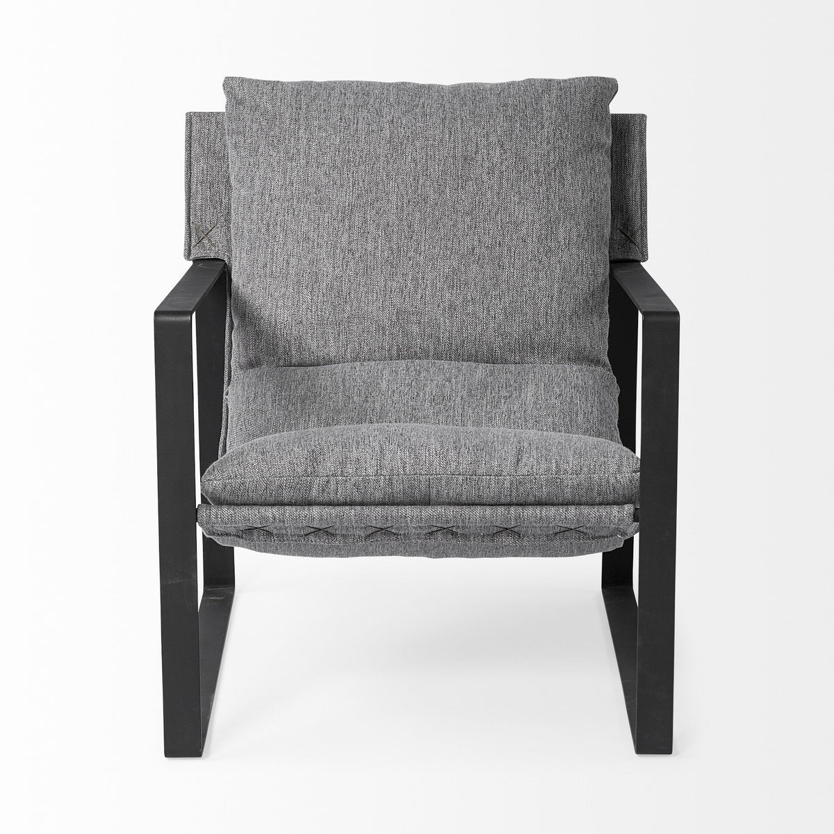 HMS 35 Wingback Chair in Gray and Black Fabric Elegant Living Room Furniture