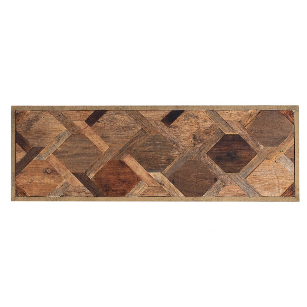 HMS 48\" Natural and Brass Reclaimed Wood Frame Console Table Stylish Home Decor