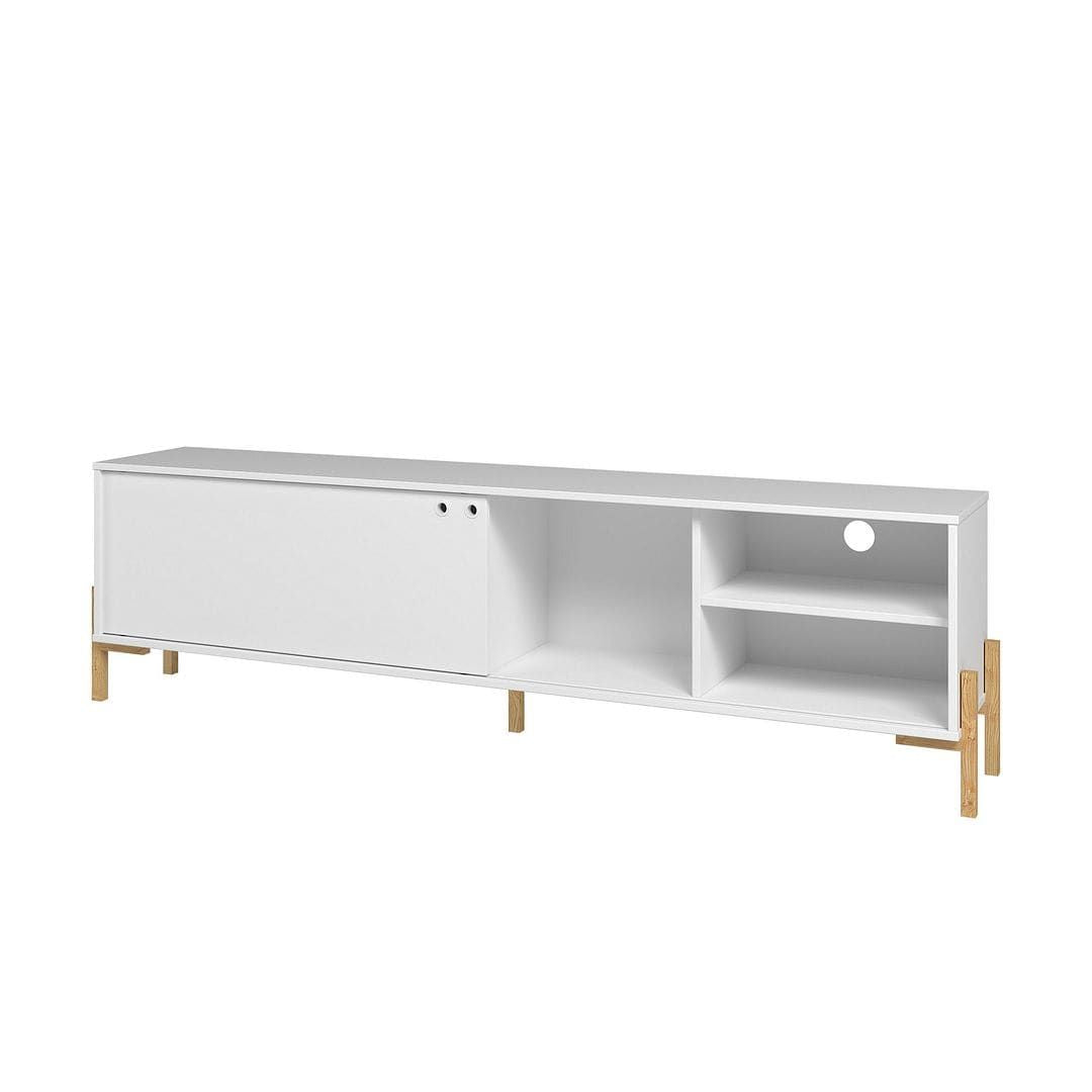 Manhattan Comfort Bowery 72.83 TV Stand With 4 White and Oak Shelves