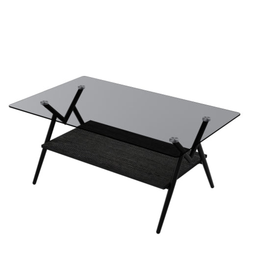 39.3 Inch Modern Glass Top Selling Tea Table with Drawer , 2 Tier Coffee Table Stainless Steel Frame