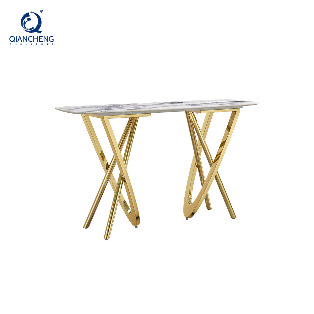 Italian Marble Mdf Wooden Console Table Modern Luxury Design Gold Stainless Steel Entryway Console Tables Living Room Furniture
