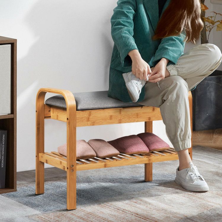 Entryway Hallway Bedroom Shoe Rack Bench with Storage Shelf for Organizing Your Footwear
