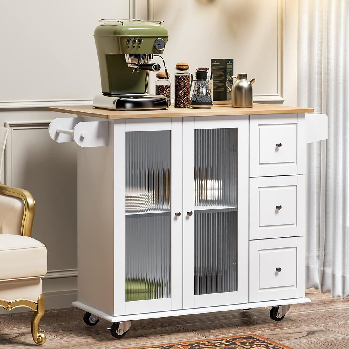 US Overseas Warehouse Free Shipping Black Storage Buffet Cabinet 3 Doors Sideboard Cabinet with Adjustable Shelf