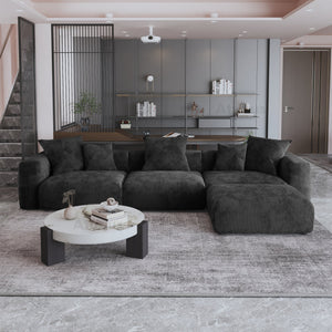 American Vacuum Compressed Black Modular Sectional Sofa Couch Large Corduroy Fabric Sofa Set