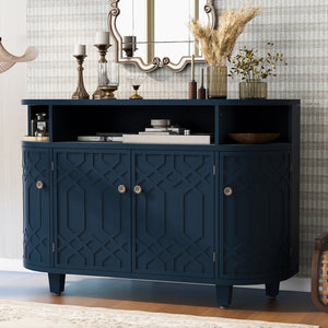 Curved Design Storage Cabinet Featuring Four Doors and Adjustable Shelves Suitable for Corridors Entrances and Study