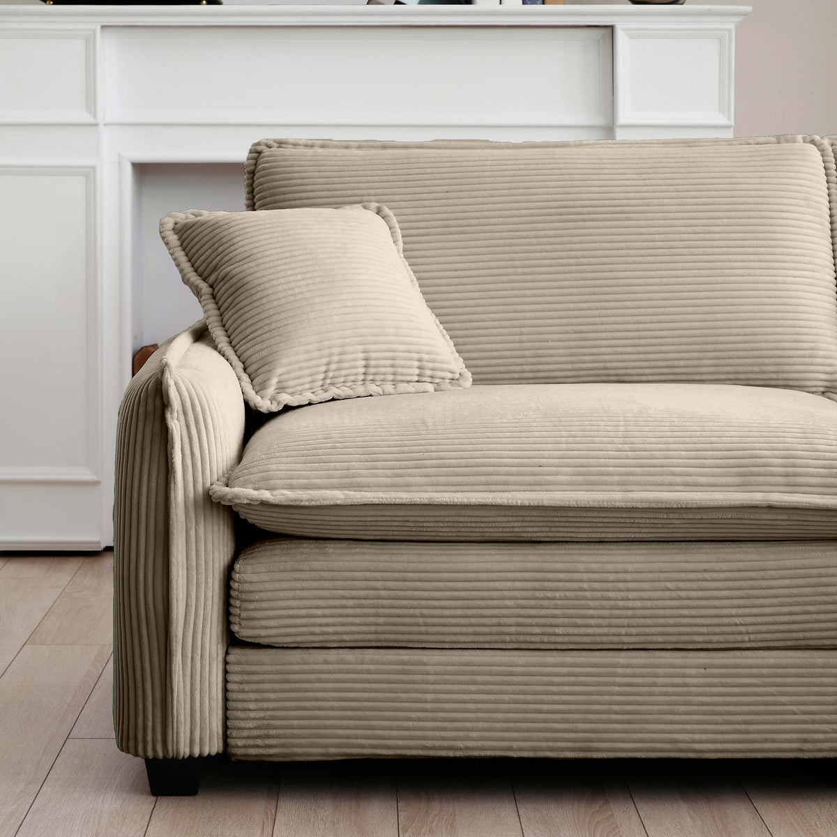 Modern 4-Seater U-Shape Corduroy Sofa Premium Soft Fabric with 2 Ottomans for Living Room
