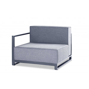 HMS 37 Gray Linen Arm Accent Chair with Modern Design Metal Legs for Home Office Living Room Bedroom or Apartment Use