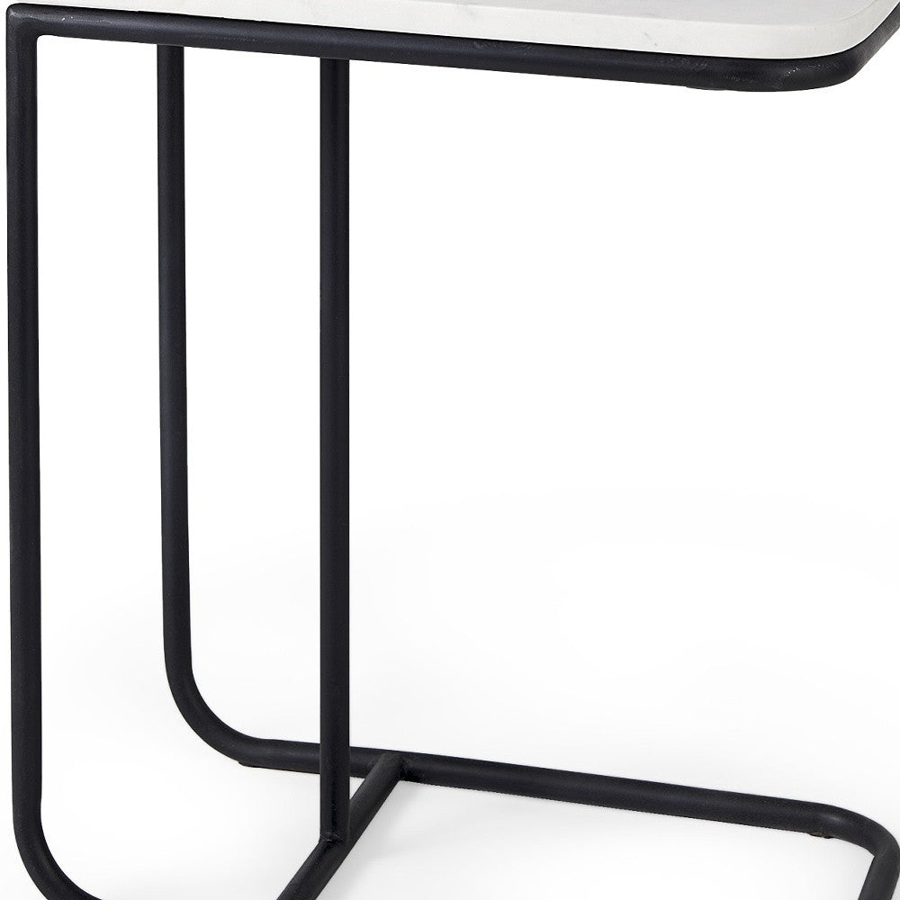 HMS 23\" Black and White Marble Console Table with Metal C Elegant End Table