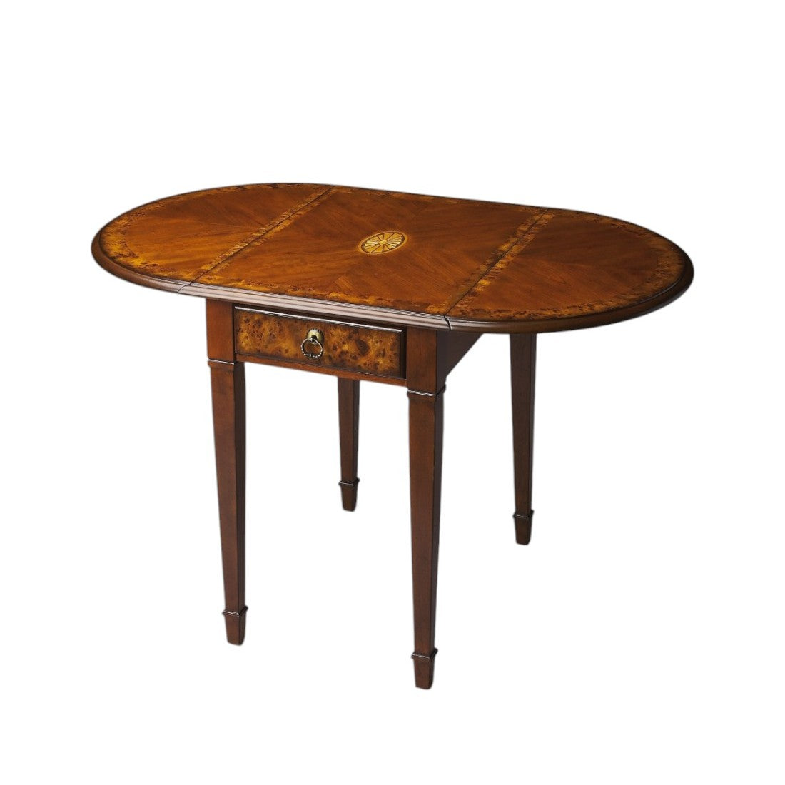 HMS 19\" Brown Wood Oval Coffee Table with Drawer Farmhouse Living Room Tea Table Set Resin Material Home Furniture