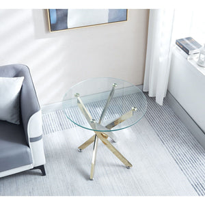 Modern Round Tempered Glass Coffee Table with Chrome Legs