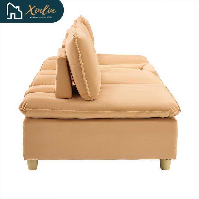 104\" Pumpkin Flannel 3-Seater Modular Sofa Fashion-Minimalist with Storage for Living Room or Outdoor Free Shipping US