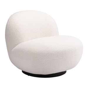 HMS 30\" Cream and Black Faux Shearling Upholstered Slipper Chair Elegant Living Room Furniture