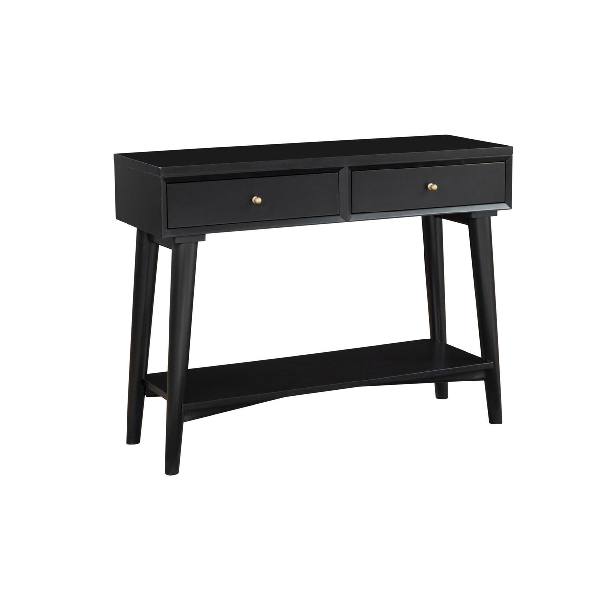 HMS 42\" Black Floor Console Table with Shelves Drawers Versatile Furniture for Entry Living Room Hotel Bedroom Farmhouse