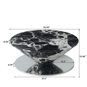 ATUNUS USA in Stock Drop Shipping Metal Base Stainless Steel Modern Marbling Wood Top Side Oval Center Tea Coffee Table