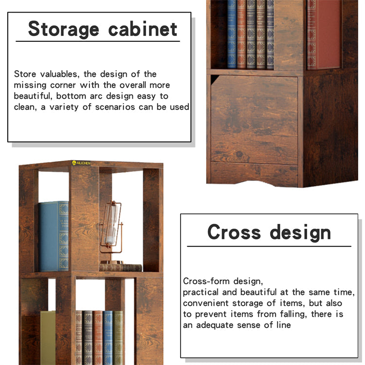 YQ FOREVER Wooden Bookshelve Bookshelf With Door Storage Rack Bookcase Living Room Furniture