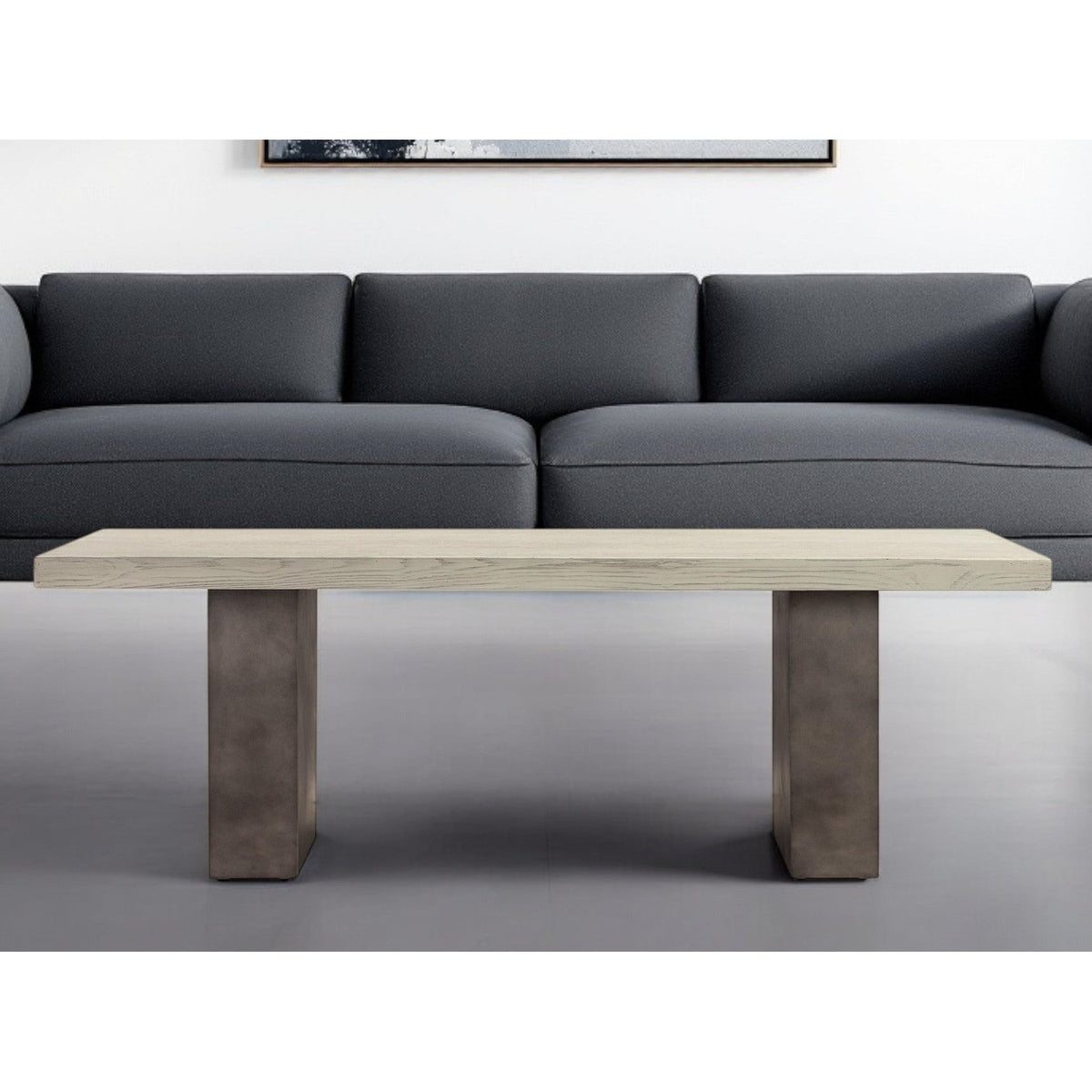 HMS 24\" Gray and Dark Gray Solid Wood and Concrete Coffee Table