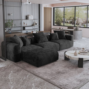 American Vacuum Compressed Black Modular Sectional Sofa Couch Large Corduroy Fabric Sofa Set