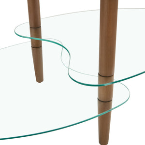 Transparent Oval Brown Tempered Glass Console Tables Three Layer Tea Table for Living Room Furniture