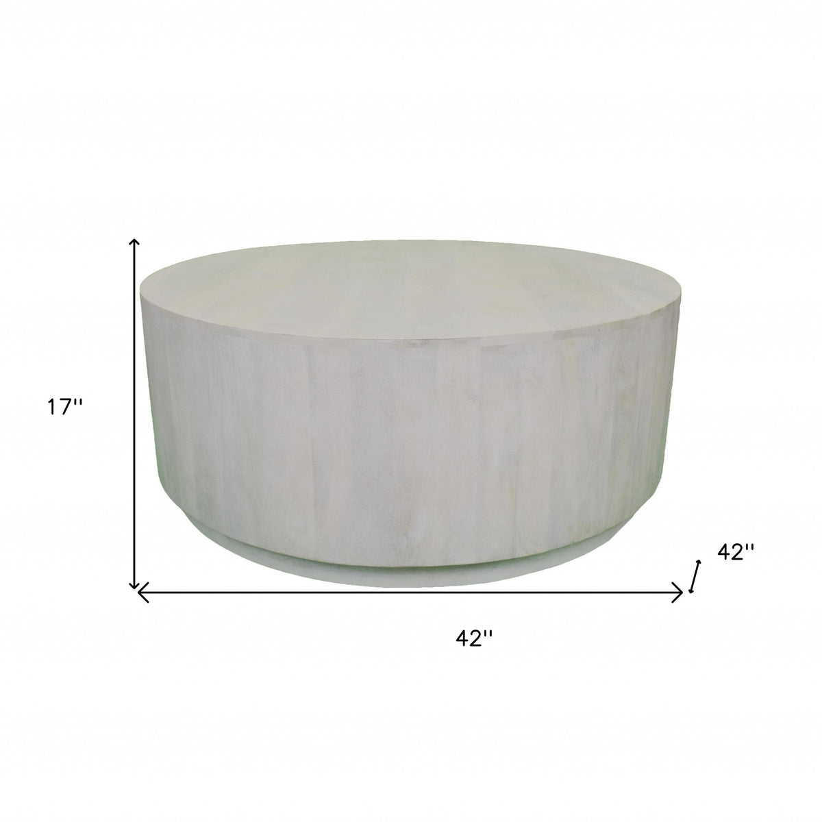 42\" HMS Rustic White Solid Wood Round Distressed Coffee Table