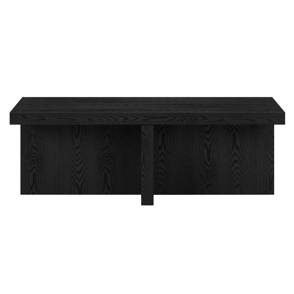 HMS 44\" Black Faux Wood Grain Wabi-Sabi Style Wide Side Table Movable Coffee Table for Living Room Home Furniture